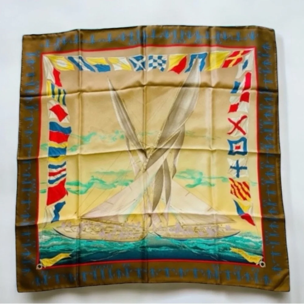 HERMES En Course Silk Twill Scarf - Picture 2 of 11
